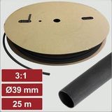 Electronic Garage EG25CA076 Gaine thermorétractable avec colle noir 39 mm 13 mm Taux de retreint:3:1 25 m