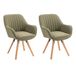MEUBLE COSY Set van 2 Scandinavische eetkamerstoel kaptafel fauteuil draaibare stoel met armleuningen voor slaapkamer woonkamer keuken kantoor, bekleed met stof massief houten poten, groen