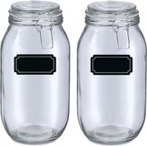 Zeller Weckpotten/inmaakpotten - 4x - 2L - glas - met beugelsluiting - incl. etiketten