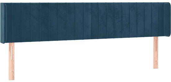 vidaXL Hoofdbord met randen 183x16x78/88 cm fluweel donkerblauw
