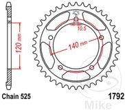 JT Tandwielen JTR1792.47 47T stalen achtertandwiel, zwart, 47 tanden