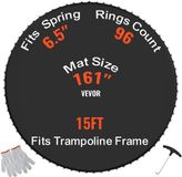 VEVOR Vervangende Trampolinemat voor Frame van 457 cm 96 V-Ringen 16,5 cm Veerlengte