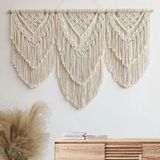 Merkloos Macramé wandbehang kunst geweven tapijt boho decoratie chic home decor appartement slaapzaal kamerdecoratie, balkon decoratie, wanddecoratie boho (H)