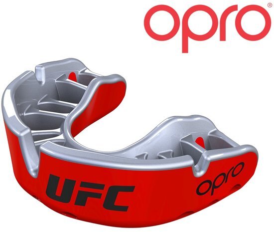 - UFC -OPRO - Volwassen gebitsbescherming/ Bitje Gold - Kleur RED METAL/SILVER