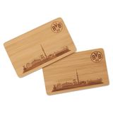 Borussia Dortmund Unisex - Ontbijtplankje voor volwassenen, hout, set van 2, houtkleurig, één maat
