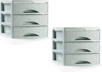 PLASTICFORTE Ladeblokje/bureau organizer - 2x - 3 lades - mintgroen