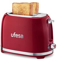 UFESA Classic PinUp, Broodrooster, Vintage design, 850W, 2 Sneden, Brede sleuf, Voor elk type Brood,7 Bruiningsstanden, Drievoudige functies, Kabeloproller, Rood