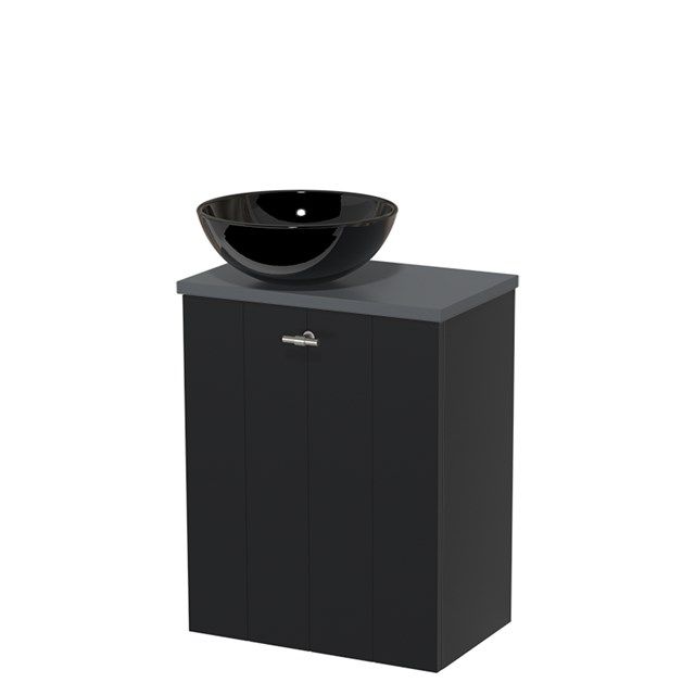 Maxaro Modulo Toiletmeubel 41 cm Mat Zwart Lamel - Donkergrijs Blad