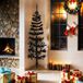 Demi Sapin De Noël Artificiel Mince Avec Support Noir 180 cm