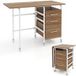 Costway Bureau Pliant avec 3 tiroirs, table d'écriture avec roulettes verrouillables, bureau à domicile roulant avec cadre en métal, compact pour dortoir, appartement (naturel)
