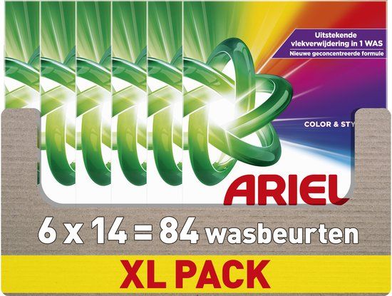 Ariel Snel Oplosbaar Waspoeder Kleur - 6 x 14 Wasbeurten
