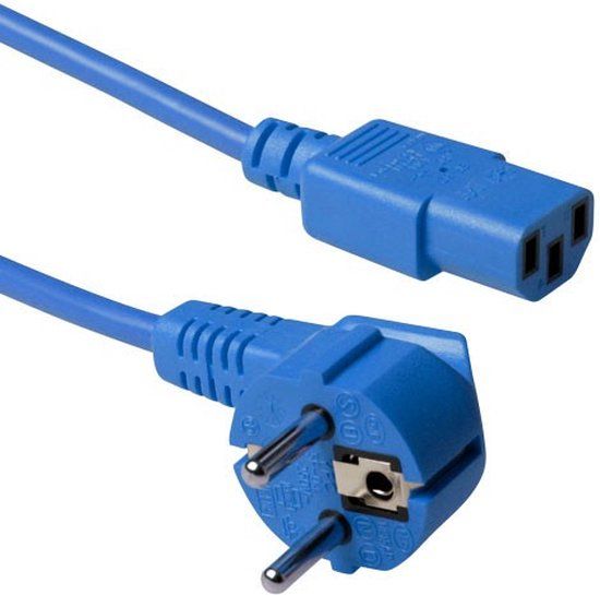 ACT Netsnoer CEE 7/7 male (haaks) - C13 blauw 1,2 m AK5133