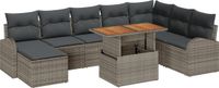 vidaXL Tuinbank - Set - 8 zitplekken - Grijs - Polyrattan