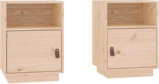 vidaXL Nachtkastjes - Set van 2 - Massief Grenenhout - Naturel - 40x34x55 cm
