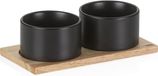 Kela Schaaltjes, Kommen, Set van 2 Stuks, 10 cm, Keramiek, Hout - Zwart