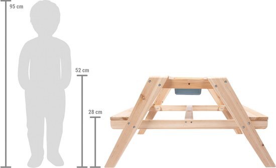 Small Foot kinderzitset moddertafel van massief hout, multifunctionele picknicktafel en moddertafel voor kinderen, 12422