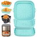 Alyvisun Air Fryer Siliconen Pot, 3 Stuks Airfryer Liners Herbruikbare Heteluchtfriteuse Pan Mand Vierkant Opvouwbare Tray Rack Basket voor Lucht Frituur, Magnetron, Oven (Blauw)