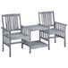 Chaise de jardin en acacia massif avec table et coussins