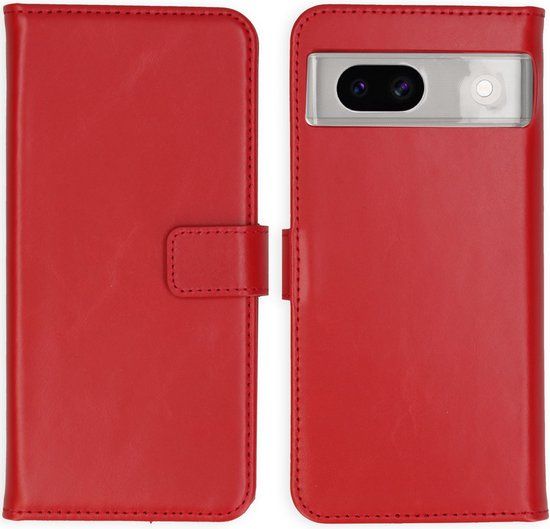 Selencia Echt Lederen Bookcase Hoesje voor Google Pixel 8A - Rood - Met Pasjeshouder
