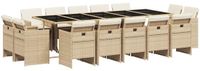 vidaXL 15-delige tuinset met kussens, polyrattan, beige