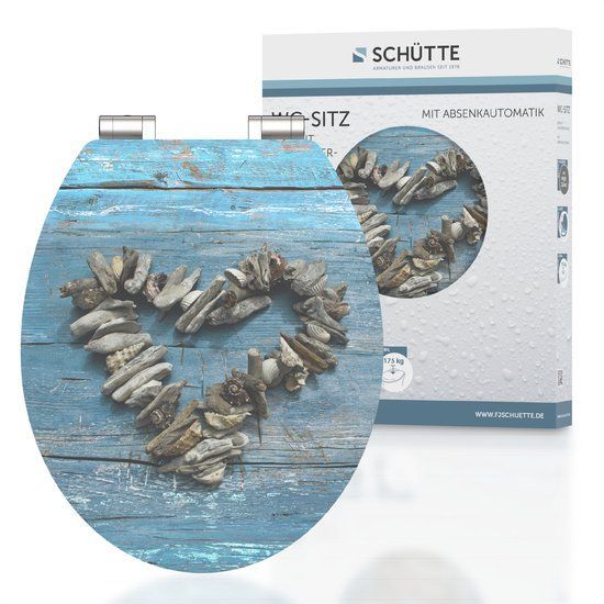 SCHÜTTE WC-Bril 80540 SHELL HEART - MDF - Soft Close - Blauw