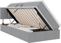 vidaXL Bed met Opbergruimte en Matras Lichtgrijs 100 x 200 cm Fluweel
