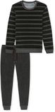 Schiesser Heren Pyjama Badstof Casual Nightwear Donkergrijs 58