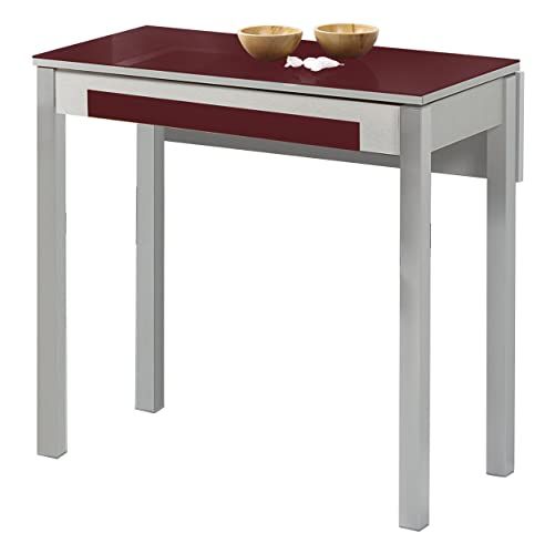 ASTIMESA Fall keukentafel - metaal - bordeaux - 80 x 40 cm - uittrekbaar 80 x 60 cm