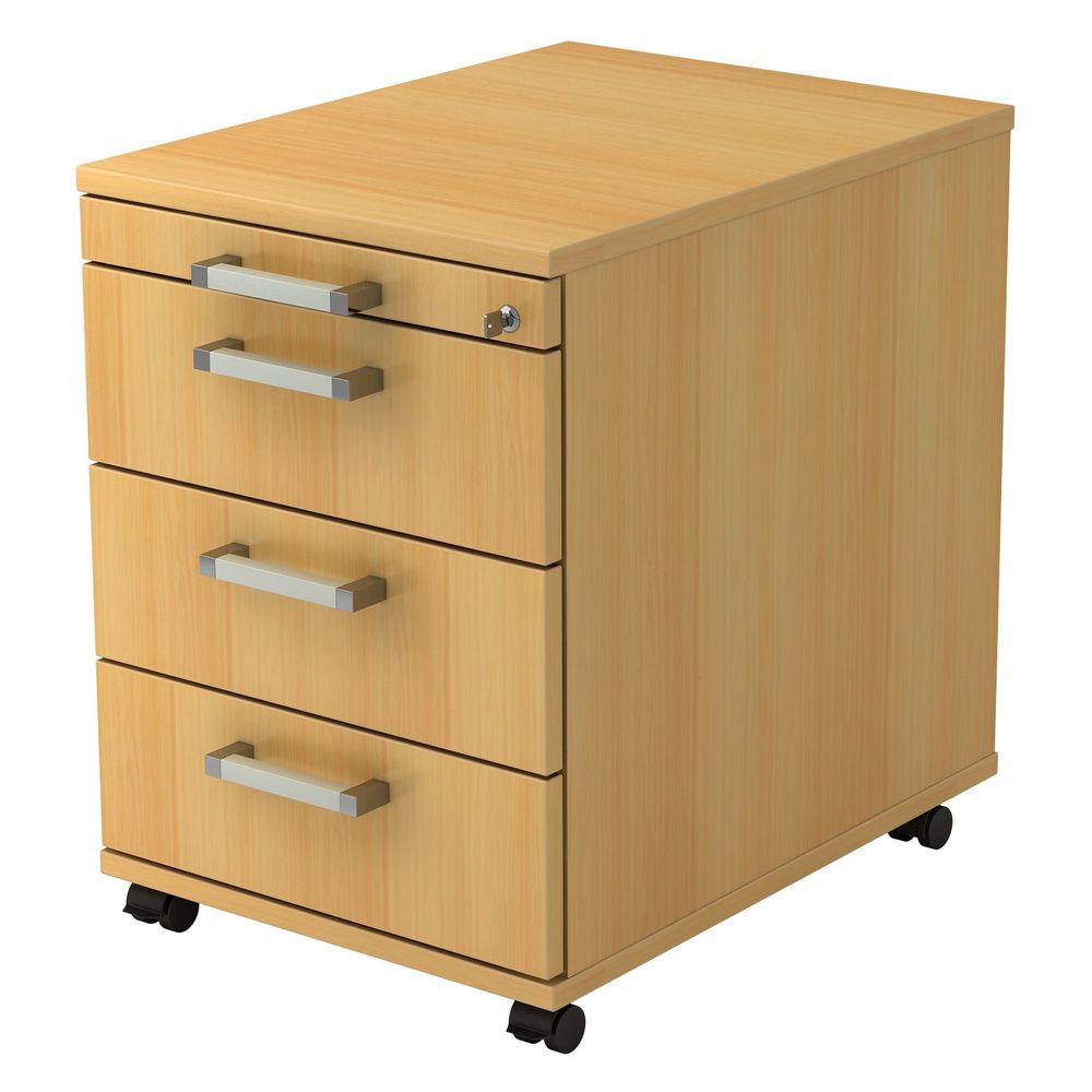 Ladeblok - 3 Lades - Verrijdbaar - Beuken - 42,8 x 58 x 59 cm - Signa Ac30 CE