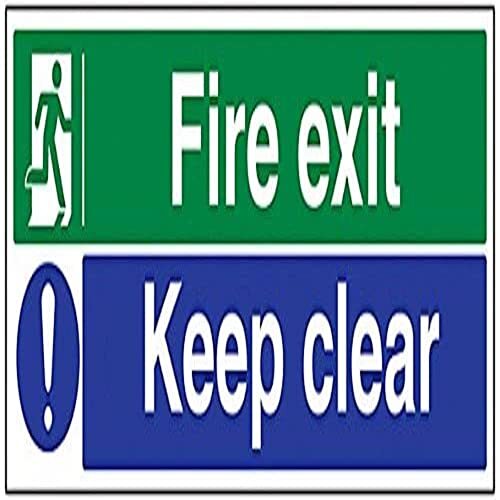 V Safety VSafety 14012BP-S Vuuruitgang/Houd Clear Fire Exit Sign, Zelfklevende Vinyl, Landschap, 600 mm x 200 mm