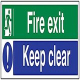 VSafety 14012BP-S Fire Exit Sign - Self Adhesive Vinyl - 600mm x 200mm