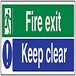 VSafety 14012BP-S Fire Exit Sign - Self Adhesive Vinyl - 600mm x 200mm