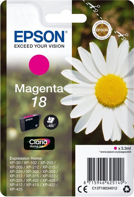 Epson 18 Magenta Ink Cartridge - Compatible with Epson Expression Home Printers