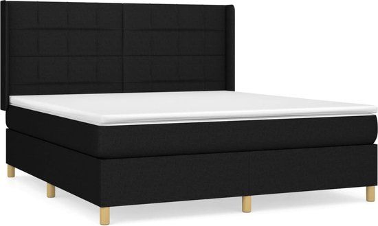 vidaXL Boxspring met matras stof zwart 160x200 cm