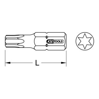 KS Tools 1/4" STAINLESS STEEL Bit TX - 25mm - T15