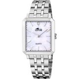 Lotus 18980/1 Polshorloge Dames Rechthoekig Staal Zilverkleurig Crème Analoog Quartz