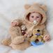 Reborn-pop, 43 cm, yeux bleus, corps en tissu, combinaison en peluche d'ours