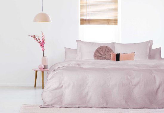 Elegance Dekbedovertrek - 140x200/220 - Uni Percal katoen - Met Bies - roze