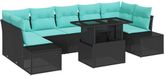 vidaXL Ensemble de banc de jardin 8 pièces 7 places noir et bleu