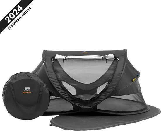 Deryan Peuter Luxe Campingbedje - Zwart - Inclusief zelfopblaasbare matras