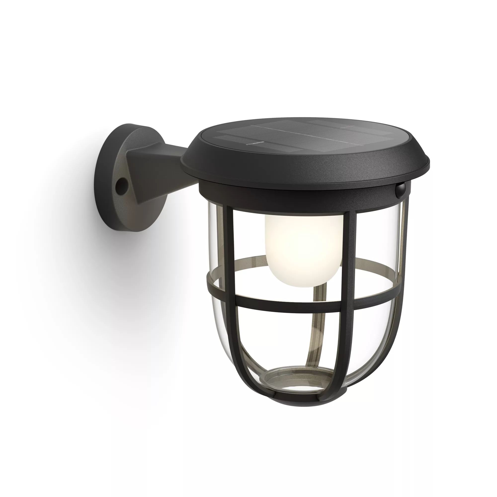 Philips Hue Philips Radii Ultra Efficient wandlamp op zonne-energie, 1.3W, 3000K, zwart, bewegingssensor, IP44 weerbestendig