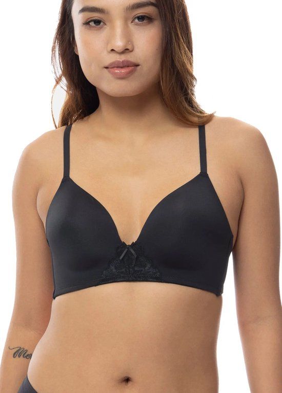 Dorina Voorgevormde BH zonder beugel - Soft Bh - Comfortabele T-shirt bh met dunne bandjes - 80A - Zwart