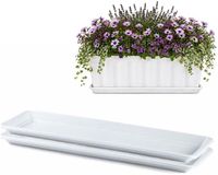 Plasticforte Plantenbak water onder opvangschaal - 2x - wit - rechthoek - 59 x 19 cm