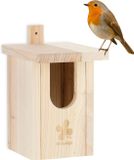 Relaxdays nestkastje voor halfholenbroeders, dennenhout, ophangen, invliegopening HxB: 95 x 55 mm, vogelhuisje, natuur