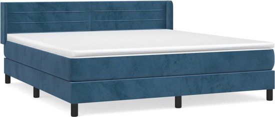 vidaXL Boxspring bed met matras - fluweel - donkerblauw - 180x200 cm