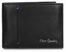 Pierre Cardin Vêtements pour hommes, portefeuille en cuir, noir, compact, 12x9 cm