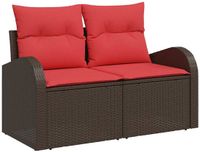 vidaXL Tuinbank 1-Aantal zitplaatsen Bruin Polyrattan Inclusief kussen