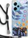 Case Company® - Xiaomi Redmi Note 12 Pro Plus Case with Cord - Flowers with blue leaves - Black Cord - Back Cover