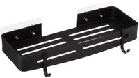 5five Badkamer organizer - zwart - metaal - zeep bakje met haakjes - 32 x 13 cm - douche rekje