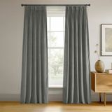 HPD Half Price Drapes Fluwelen verduisterende gordijnen/gordijnen - 120 inch lang 1 paneel verduisteringsgordijn handtekening geplooid voor woonkamer en slaapkamer - 25 W x 120 l, zilvergrijs